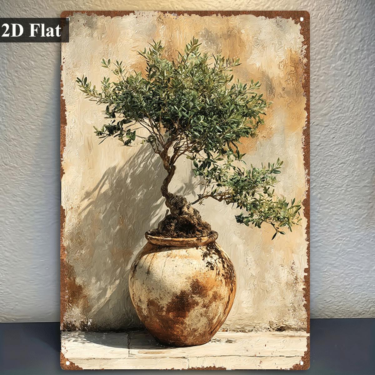 Bonsai Garden Art - 빈티지 금속 틴 사인 화분에 심은
