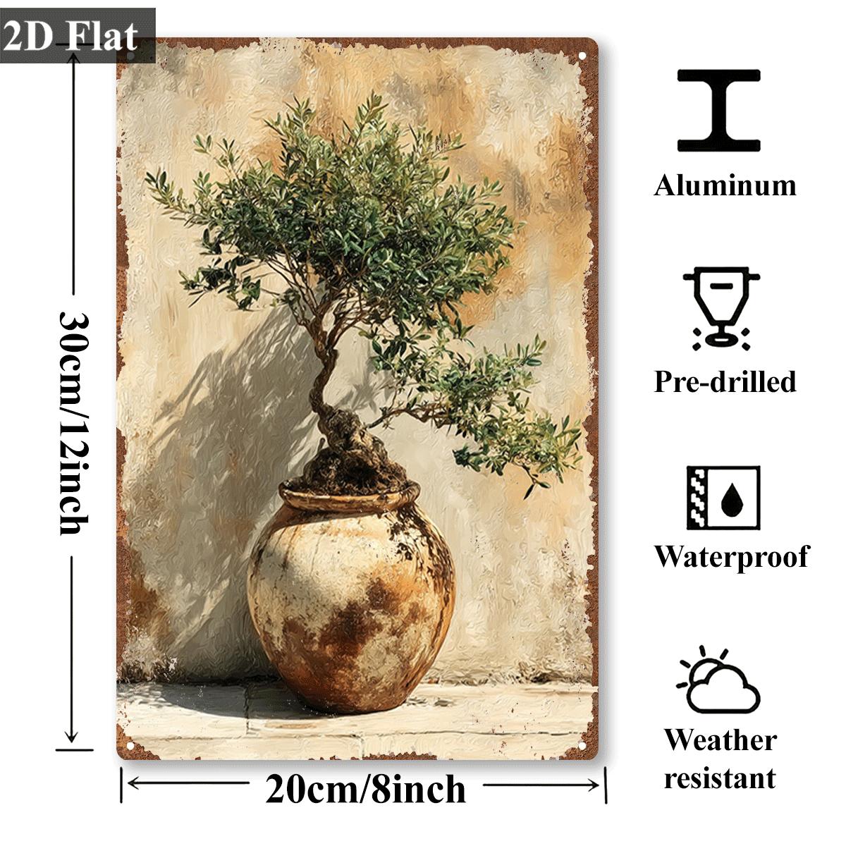 빈티지 금속 틴 사인 화분에 심은 올리브 분재 나무 유 - Bonsai Garden Art 리뷰 및 가격