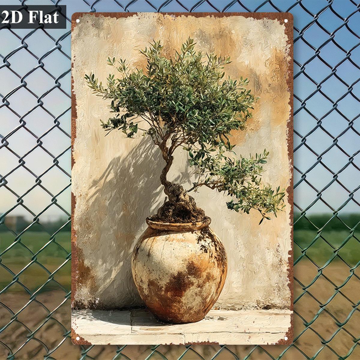 빈티지 금속 틴 사인 화분에 심은 올리브 분재 나무 유 - Bonsai Garden Art 리뷰 및 가격