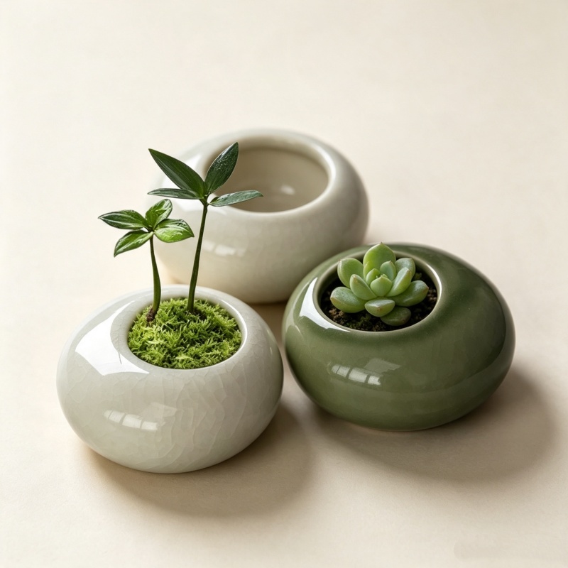 미니 아이스크랙 글레이즈드 화분, 창의적인 다육식물 화 - Bonsai Garden Art 리뷰 및 가격