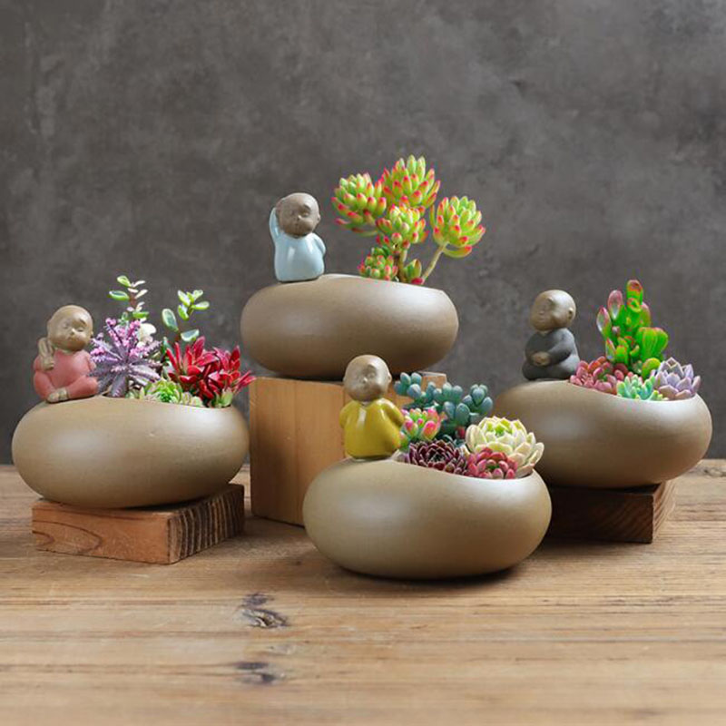 중국 스타일 복고풍 세라믹 스님 화분 즙이 많은 식물  - Bonsai Garden Art 리뷰 및 가격