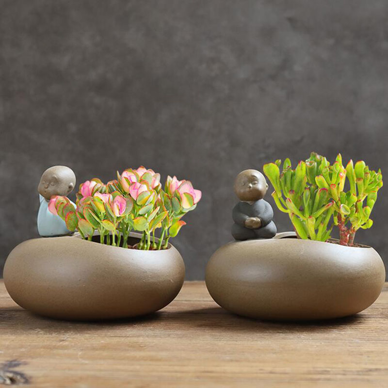 중국 스타일 복고풍 세라믹 스님 화분 즙이 많은 식물  - Bonsai Garden Art 리뷰 및 가격